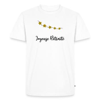 JOYEUSE RETRAITE. RETRAITE. RETRAITEE. RETRAITE - T-shirt Premium bio Homme - blanc - Devant - Nico (187cm)