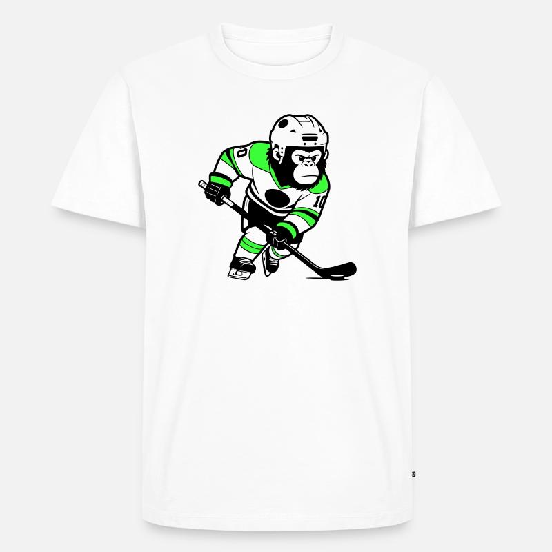 Eishockey-Gorilla - Männer Premium Bio T-Shirt - Weiß