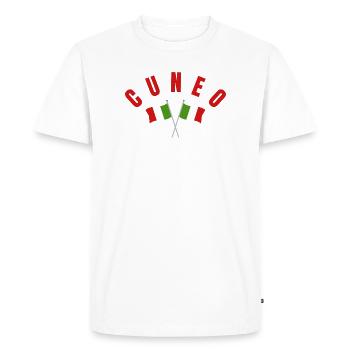 Cuneo a traversé les drapeaux italiens - T-shirt Premium bio Homme - blanc - Devant - Nico (187cm)