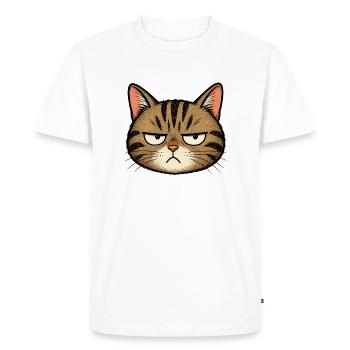 Grim Cat Cartoon - Men's Premium Organic T-Shirt - white - Front - Nico (187cm)