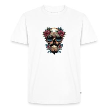 Fleurs de Crâne - T-shirt Premium bio Homme - blanc - Devant - Nico (187cm)