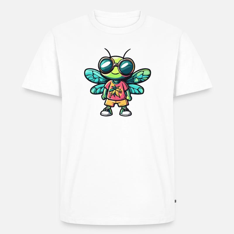 Libelle Comic Urlaub - Männer Premium Bio T-Shirt - Weiß