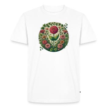 Jardin circulaire des dahlias - T-shirt Premium bio Homme - blanc - Devant - Nico (187cm)