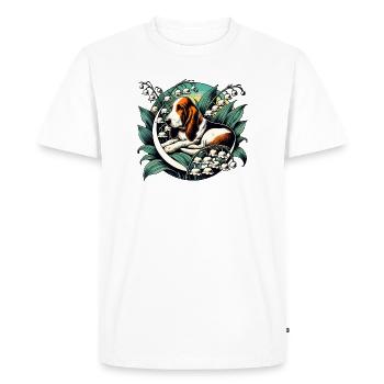 Basset Hound in Lily Valley - Men's Premium Organic T-Shirt - white - Front - Nico (187cm)