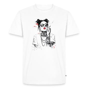 Girl Noir Queen with Red Lips - Men's Premium Organic T-Shirt - white - Front - Nico (187cm)