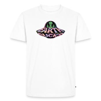 Néon OVNI Terre Suce Extraterrestre, Erde - T-shirt Premium bio Homme - blanc - Devant - Nico (187cm)