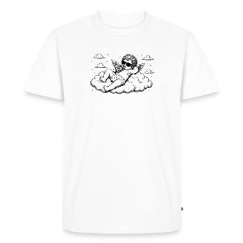 Un chérubin frissonne avec une pizza sur un nuage - T-shirt Premium bio Homme - blanc - Devant - Nico (187cm)
