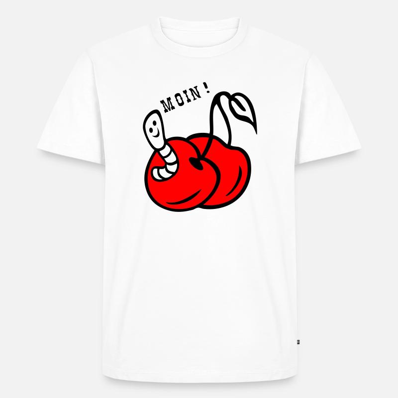 Kirschen mit Wurm - Männer Premium Bio T-Shirt - Weiß