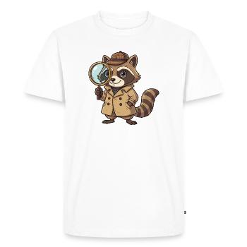 Raccoon detective with magnifying glass - Men's Premium Organic T-Shirt - white - Front - Nico (187cm)