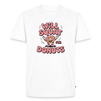 Squats pour les beignets | Humour de fitness - T-shirt Premium bio Homme - blanc - Devant - Nico (187cm)