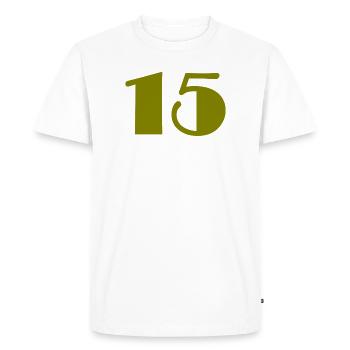 15. 15 YEARS. 15th ANNIVERSARY. 15 YEAR ANNIVERSARY. - Men's Premium Organic T-Shirt - white - Front - Nico (187cm)