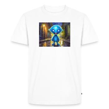 Blue funny and laughing monster - Men's Premium Organic T-Shirt - white - Front - Nico (187cm)
