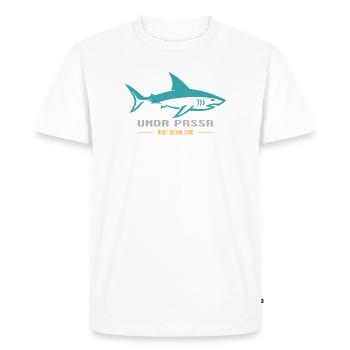 Requin UNDR PRSSR Plongeur Plongeur Construit en dessous de zéro - T-shirt Premium bio Homme - blanc - Devant - Nico (187cm)