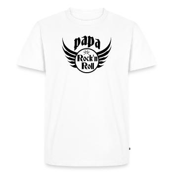 Papa Rock and Roll Crâne Ailes - T-shirt Premium bio Homme - blanc - Devant - Nico (187cm)