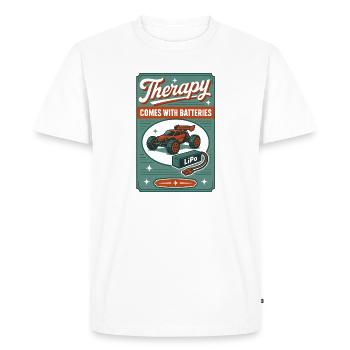 Therapy with battery | RC Car LiPo - Men's Premium Organic T-Shirt - white - Front - Nico (187cm)