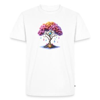 Arbre des Gemmes et des Fleurs Colorées - T-shirt Premium bio Homme - blanc - Devant - Nico (187cm)