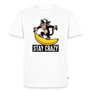 Singe sur banane : Reste fou - T-shirt Premium bio Homme - blanc - Devant - Nico (187cm)