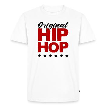 Lettres Hip Hop Rouges Vieillies - T-shirt Premium bio Homme - blanc - Devant - Nico (187cm)