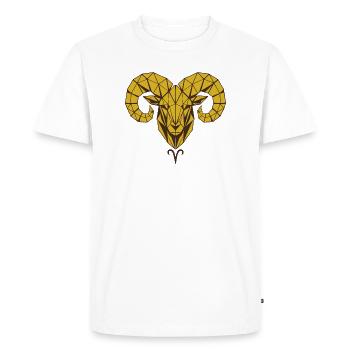 Geometric Gold Ram - Men's Premium Organic T-Shirt - white - Front - Nico (187cm)