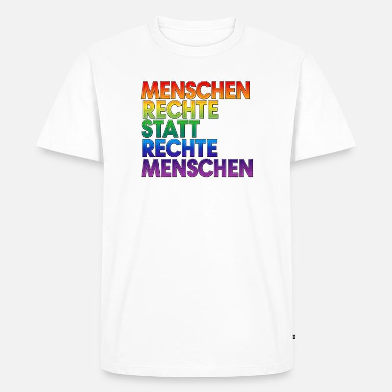 Regenbogen Statement Spruch Menschenrechte - Männer Premium Bio T-Shirt - Weiß