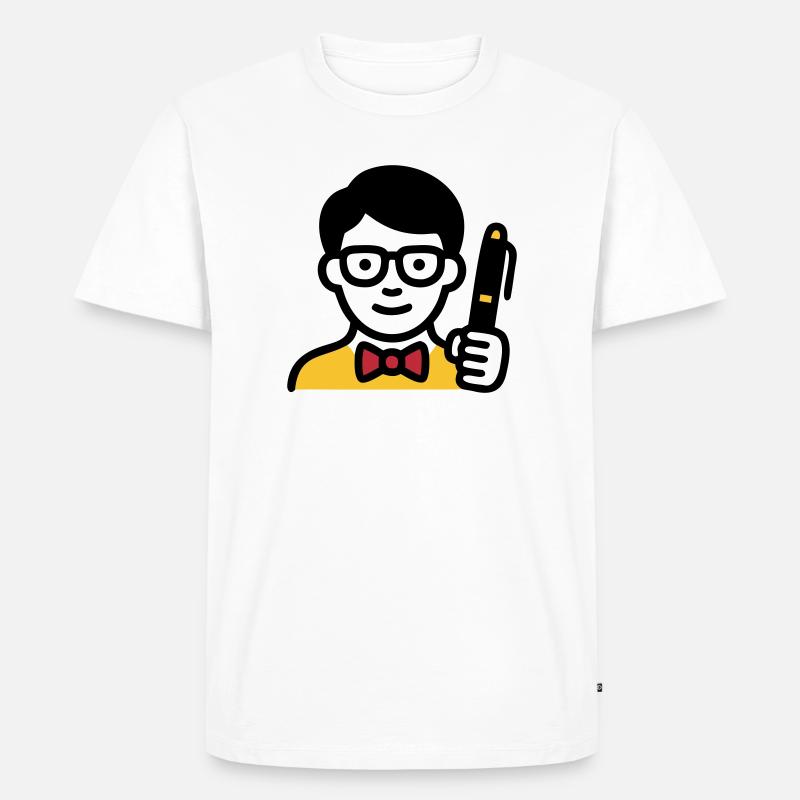 Lehrer Professor Brille Comic - Männer Premium Bio T-Shirt - Weiß