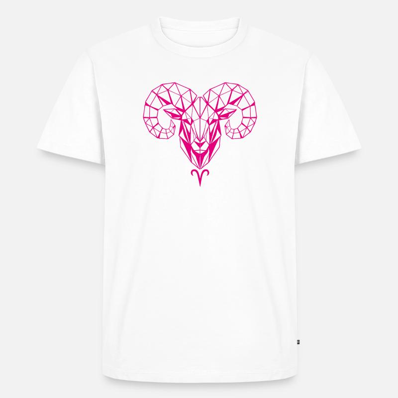 Geometrischer PinkWidder Kopf - Männer Premium Bio T-Shirt - Weiß