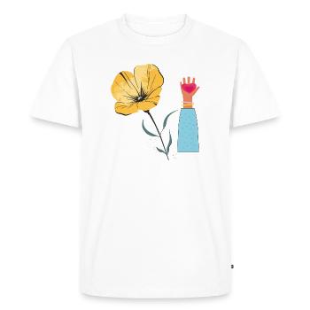 Cœur de la Main de Fleur - T-shirt Premium bio Homme - blanc - Devant - Nico (187cm)
