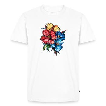 Tropical Hibiscus Explosion - Men's Premium Organic T-Shirt - white - Front - Nico (187cm)