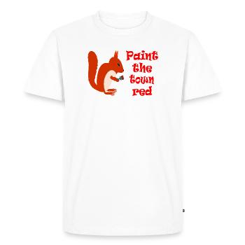 Squirrel Painter: Paint the Town Red - Men's Premium Organic T-Shirt - white - Front - Nico (187cm)