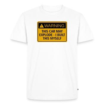 JDM sticker - this car may explode - Men's Premium Organic T-Shirt - white - Front - Nico (187cm)
