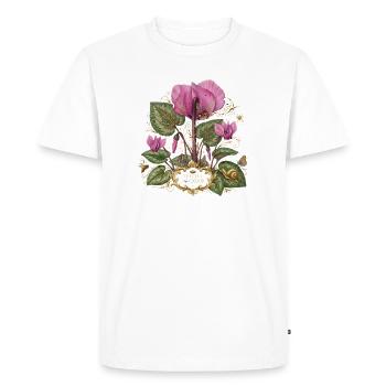 pink blossoms botanical blossoms alpine violets - Men's Premium Organic T-Shirt - white - Front - Nico (187cm)