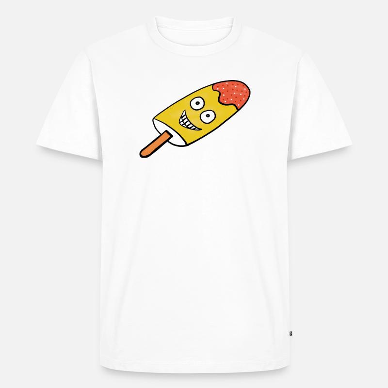 Fröhliches Zitronen-Eis Eiskrem Kinder  - Männer Premium Bio T-Shirt - Weiß