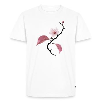 Delicate cherry blossom in ikebana style - Men's Premium Organic T-Shirt - white - Front - Nico (187cm)