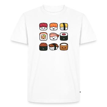 Sushi Funny Japanese Food Sashimi Cute - Men's Premium Organic T-Shirt - white - Front - Nico (187cm)