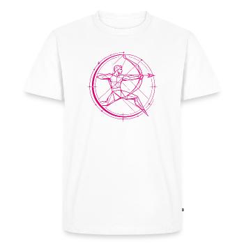 Signe du Sagittaire – But & Liberté - T-shirt Premium bio Homme - blanc - Devant - Nico (187cm)