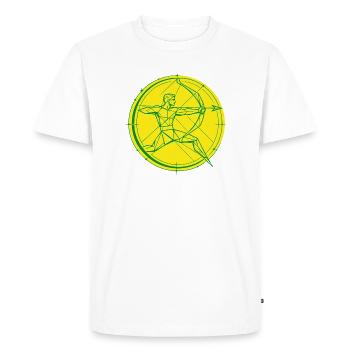 Signe du Sagittaire – But & Liberté - T-shirt Premium bio Homme - blanc - Devant - Nico (187cm)