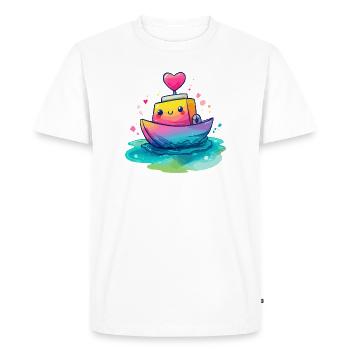 Heart Boat in the Rainbow Sea - Men's Premium Organic T-Shirt - white - Front - Nico (187cm)