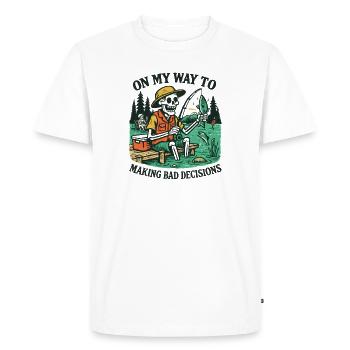 Humour de pêche en route vers de mauvaises décisions - T-shirt Premium bio Homme - blanc - Devant - Nico (187cm)