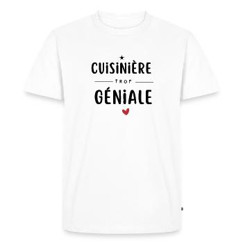 Cuisinière trop géniale Chef Cadeau - T-shirt Premium bio Homme - blanc - Devant - Nico (187cm)
