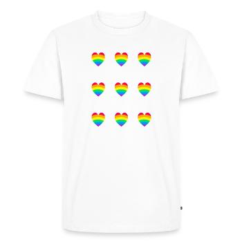 Cœurs arc-en-ciel de la fierté LGBT - T-shirt Premium bio Homme - blanc - Devant - Nico (187cm)