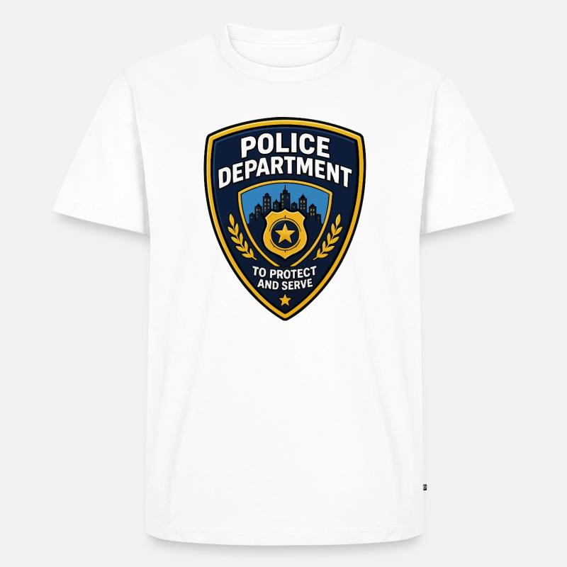 Polizei Abzeichen Patch Stadt Skyline - Männer Premium Bio T-Shirt - Weiß