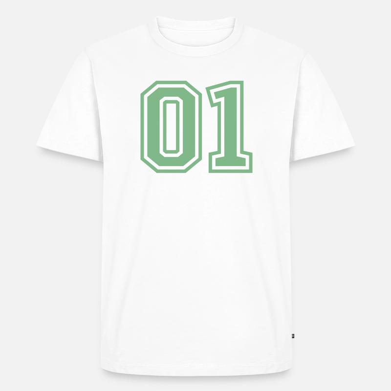 01_eins_nummer - Männer Premium Bio T-Shirt - Weiß
