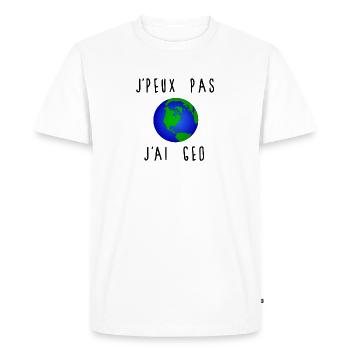 J'peux Pas J'ai Géo Terre - T-shirt Premium bio Homme - blanc - Devant - Nico (187cm)