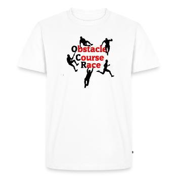 Obstacle Course Race – Red Impact Design - Men's Premium Organic T-Shirt - white - Front - Nico (187cm)