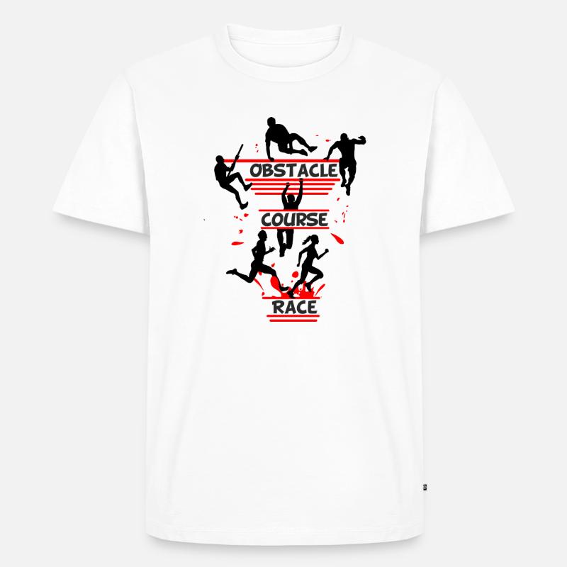 Hindernisparcours-Rennen – Full Action Silhouette - Männer Premium Bio T-Shirt - Weiß