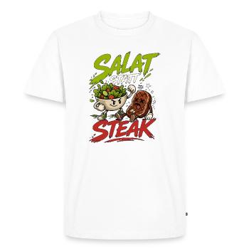 Salade au lieu de steak - Logo végétarien végan drôle - T-shirt Premium bio Homme - blanc - Devant - Nico (187cm)