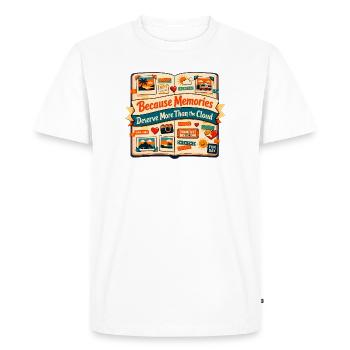 Plus que le cloud | Scrapbooking Photos - T-shirt Premium bio Homme - blanc - Devant - Nico (187cm)