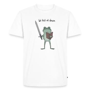 Dawn Duel Frog : Épée & Tome - T-shirt Premium bio Homme - blanc - Devant - Nico (187cm)
