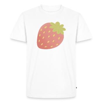 Pastel Strawberry Minimal - Men's Premium Organic T-Shirt - white - Front - Nico (187cm)