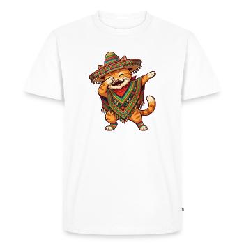 Poncho Cinco de Mayo funny Mexican Cat Dab - Men's Premium Organic T-Shirt - white - Front - Nico (187cm)